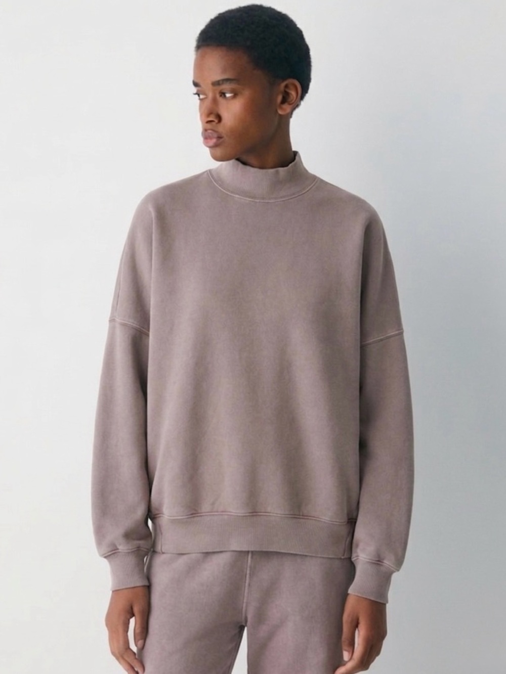 TNA Aritiza Oversized Mock-neck Sweatshirt Size 1 in Dusty Mauve Cozy Streetwear